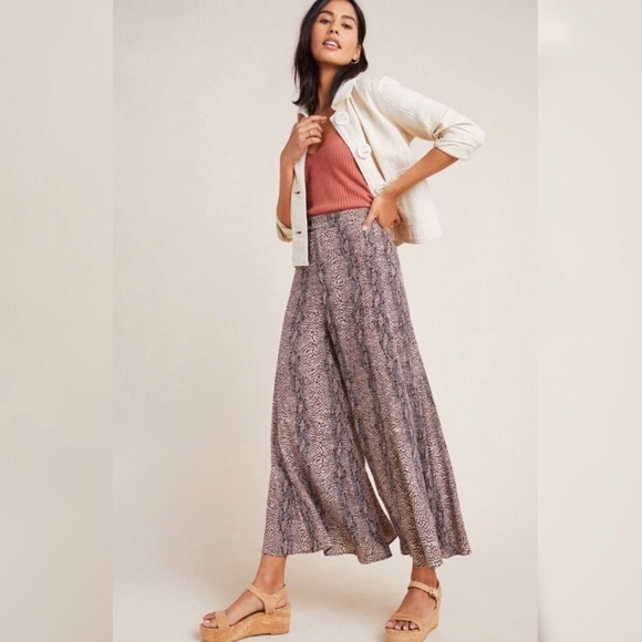 Anthropologie Pants - Anthro l Snakeskin Skirted High Rise Palazzo Pants